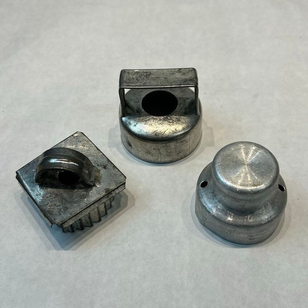 Vtg Biscuit Doughnut Cookie Cutter SET Aluminum Metal Round Handle Donut